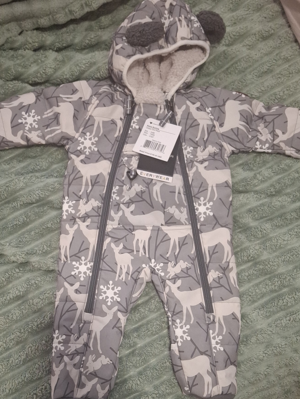 Obermeyer Gray Deer Print Insulated Baby One-Piece
